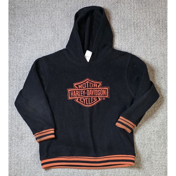 Harley-Davidson Other - Harley Davidson Fleece Hoodie Sweatshirt Youth 6 Embroidered Logo Black